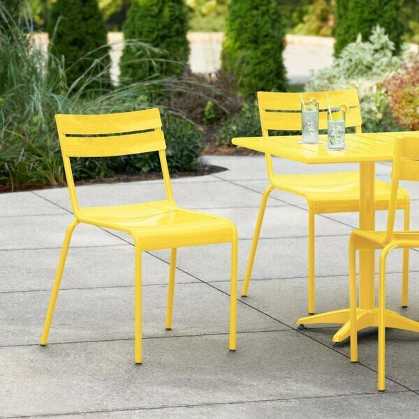 Lancaster Table & Seating Yellow Powder Coated Aluminum Outdoor Side Chair 427CALUSDYL